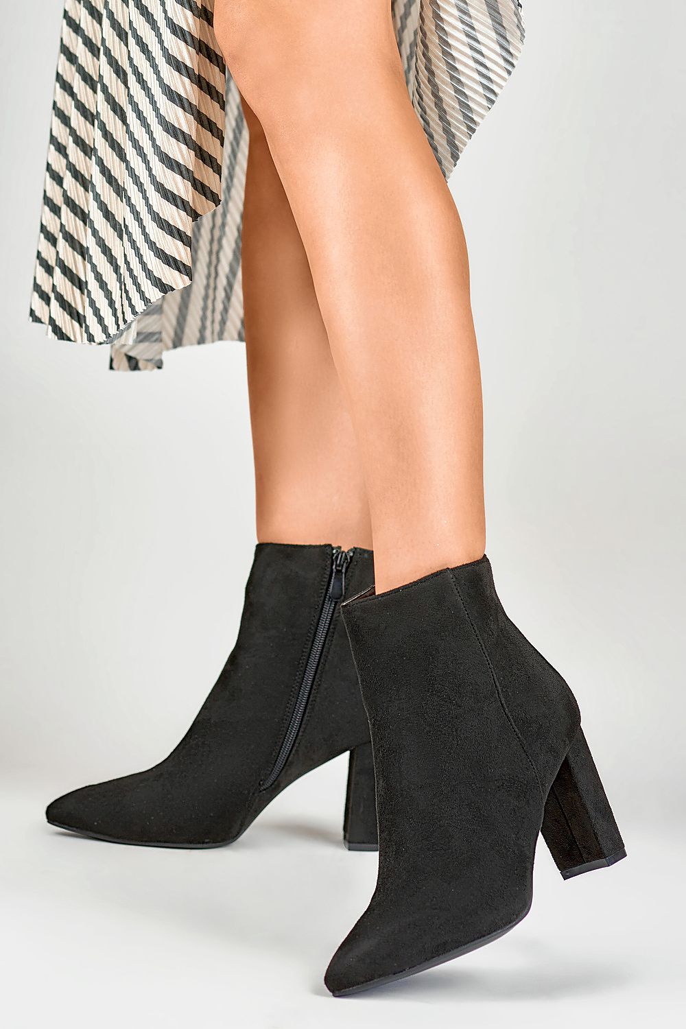 Eco-Suede Heeled Ankle Boots