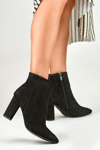 Eco-Suede Ankle Boots with Stiff Heel