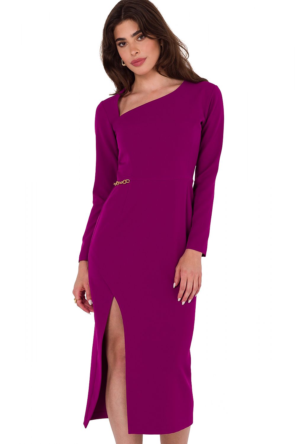 Spandex Midi Dress with Asymmetrical Cut - Michelle & Kenza Co.