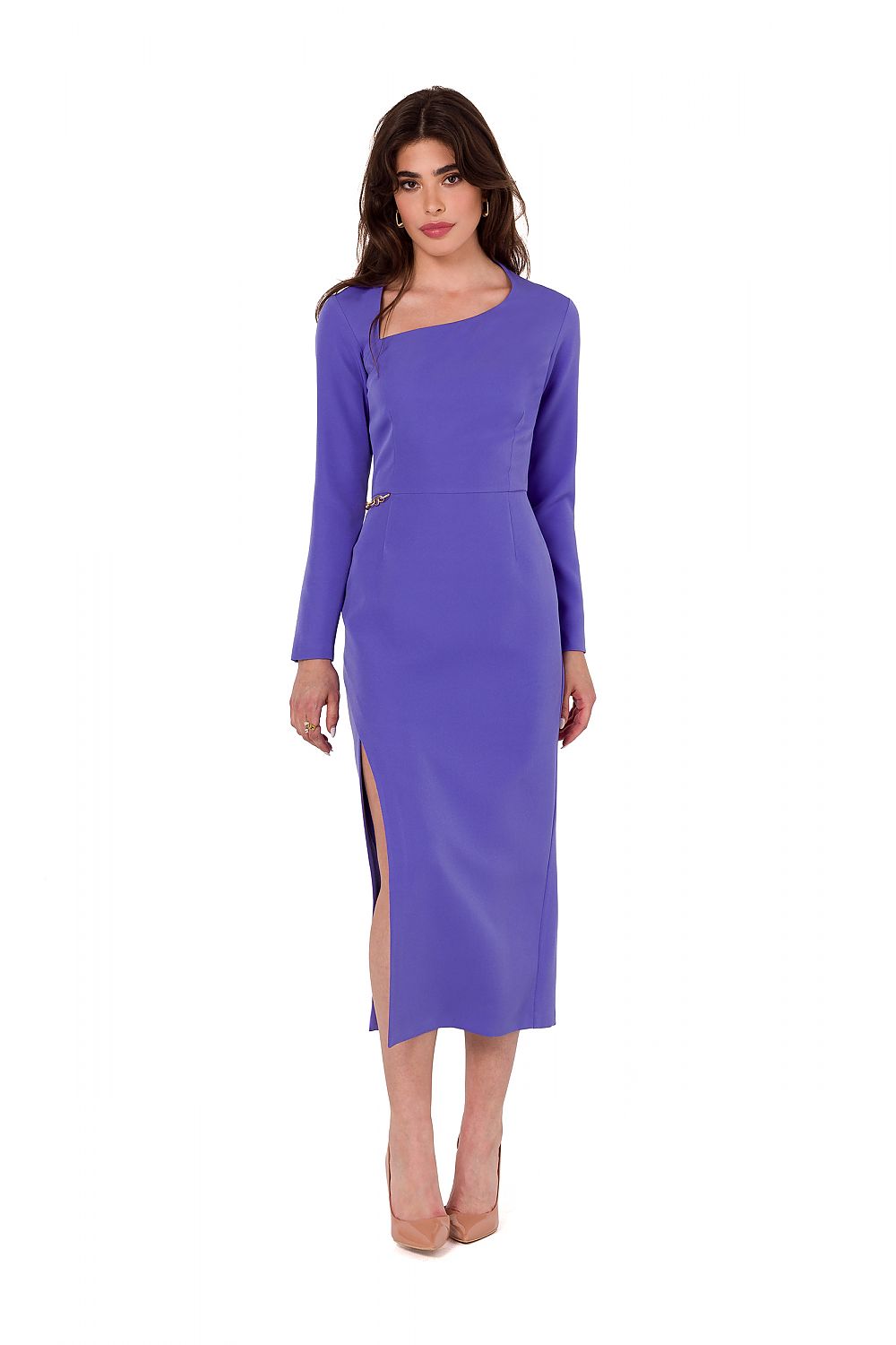 Spandex Midi Dress with Asymmetrical Cut - Michelle & Kenza Co.