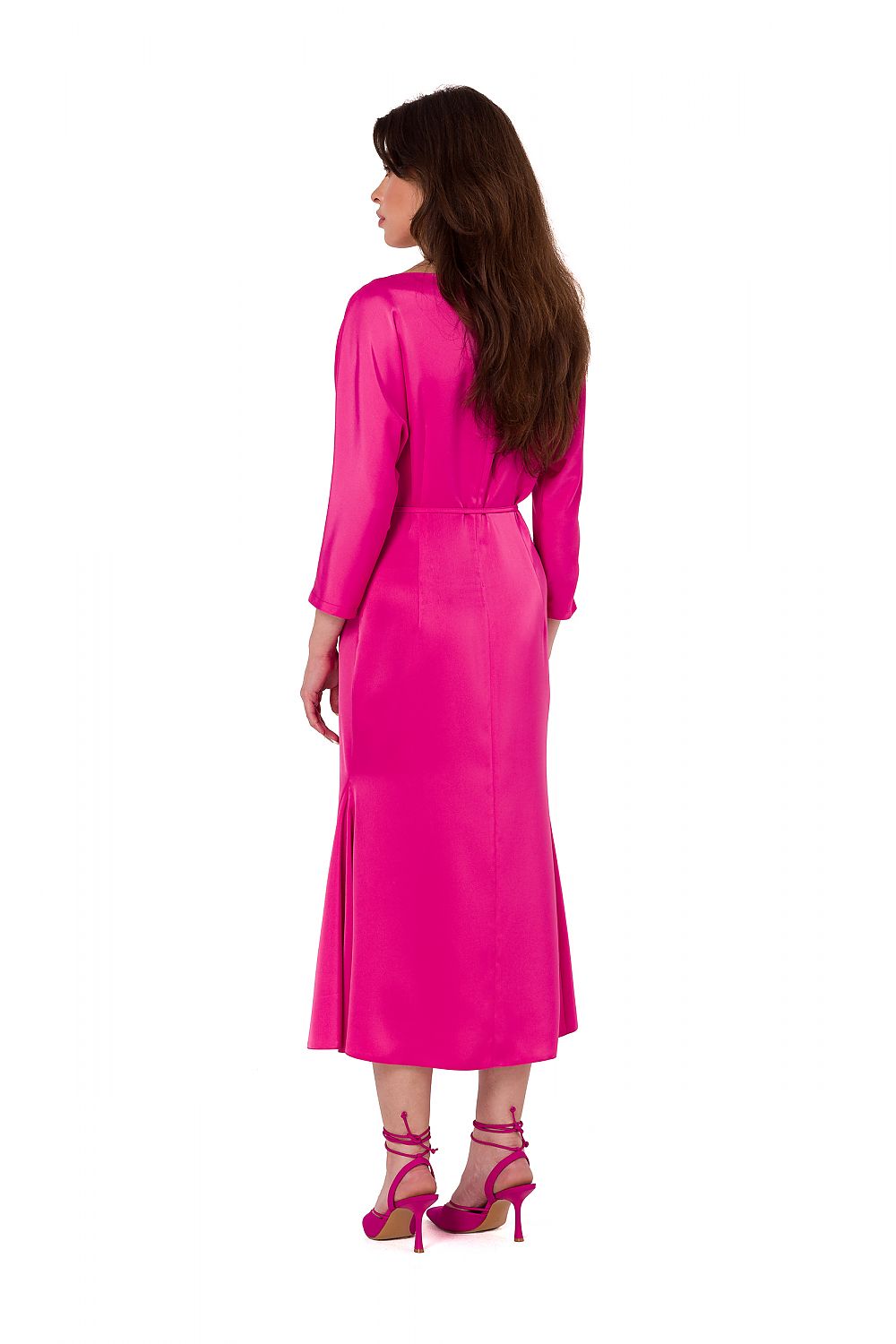 Satin Midi Dress with Kimono Sleeves - Michelle & Kenza Co.