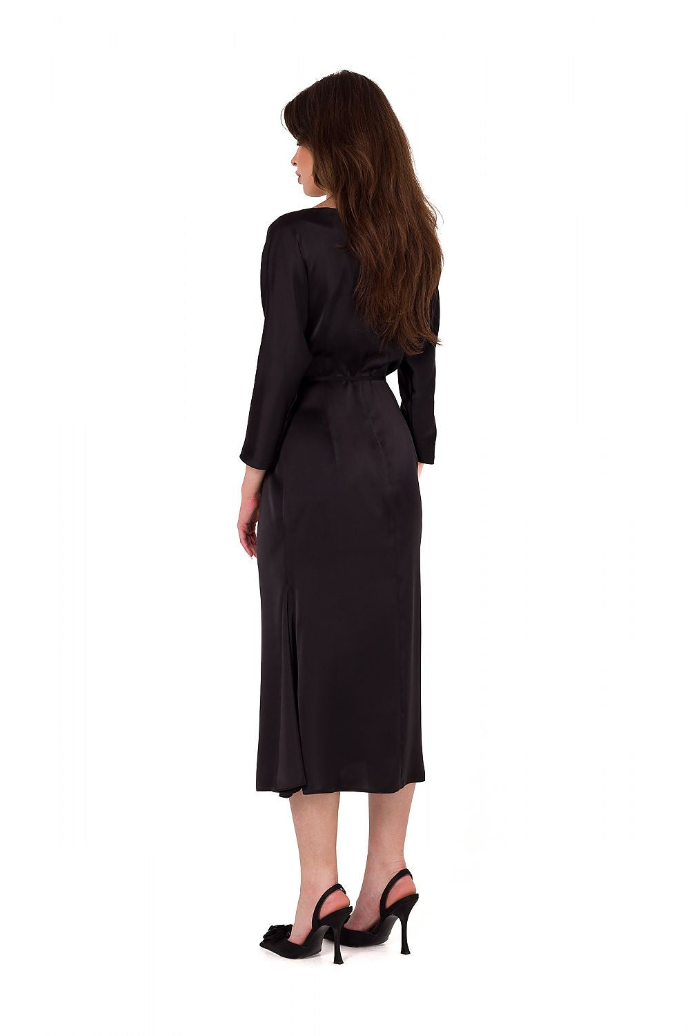 Satin Midi Dress with Kimono Sleeves - Michelle & Kenza Co.