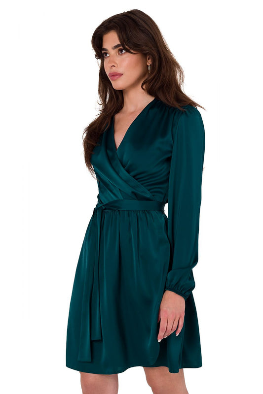 Satin Dress with Envelope Cut - Michelle & Kenza Co.