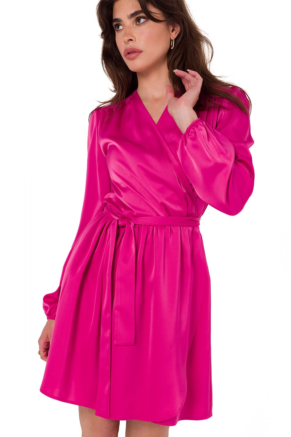 Satin Dress with Envelope Cut - Michelle & Kenza Co.