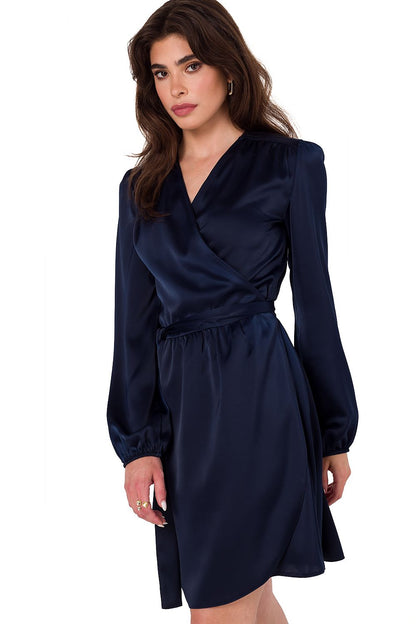 Satin Dress with Envelope Cut - Michelle & Kenza Co.