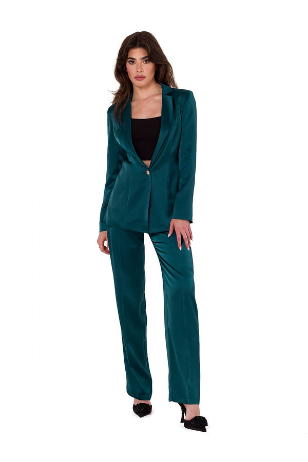 Satin Trousers with Front Zipper Closure - Michelle & Kenza Co.