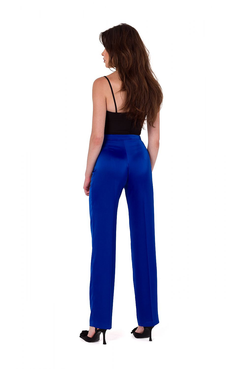 Satin Trousers with Front Zipper Closure - Michelle & Kenza Co.