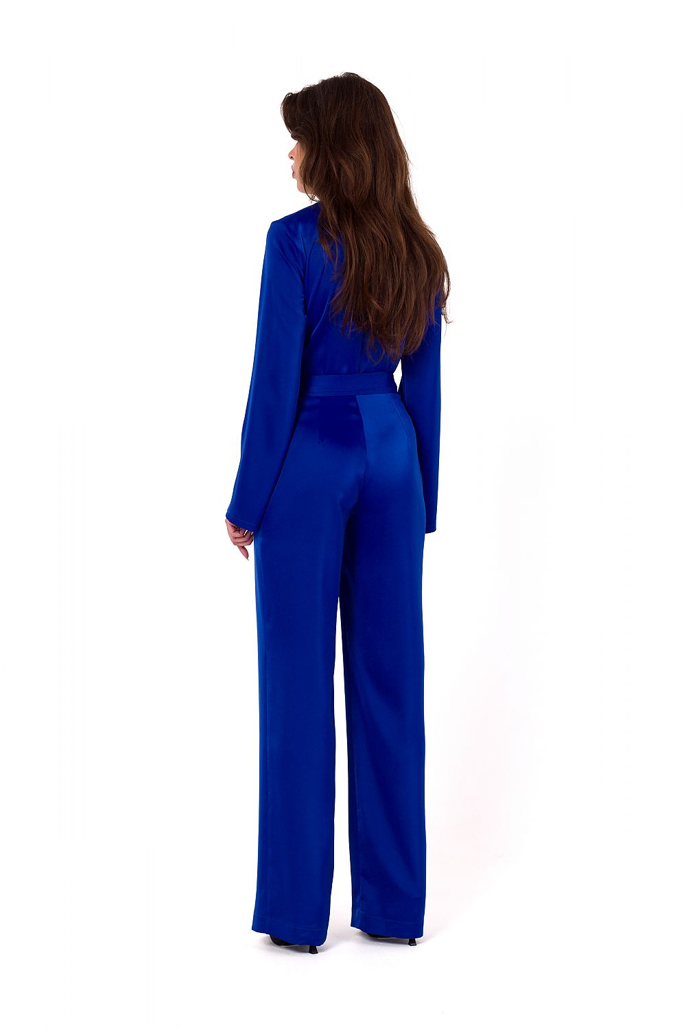 Satin Jumpsuit with V-Neckline - Michelle & Kenza Co.