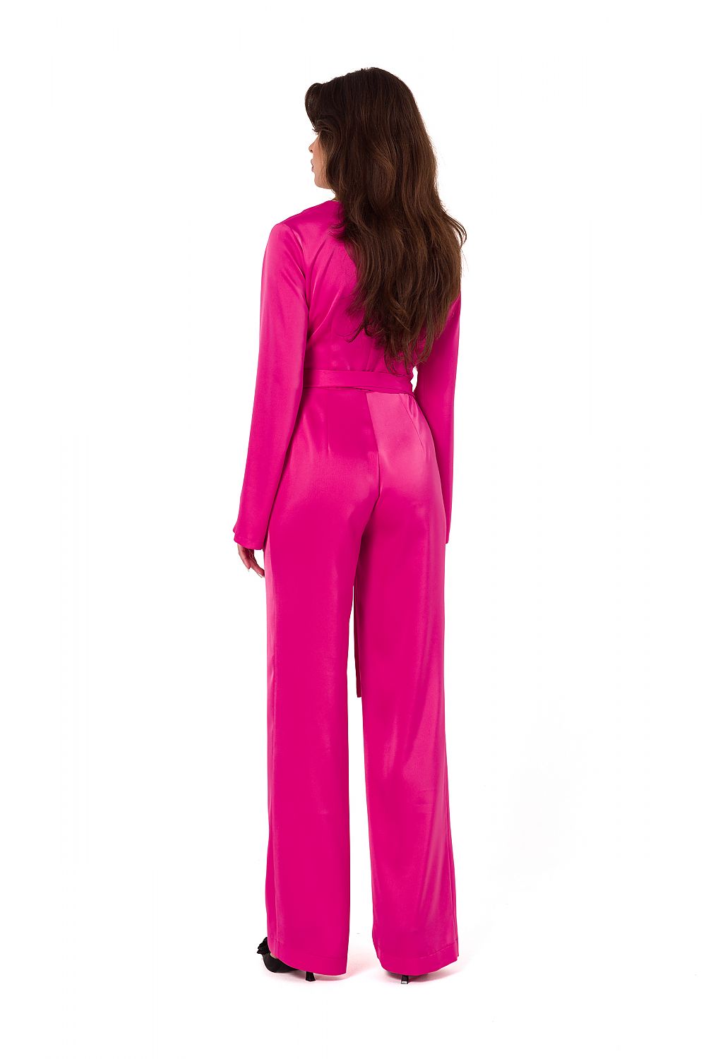 Satin Jumpsuit with V-Neckline - Michelle & Kenza Co.