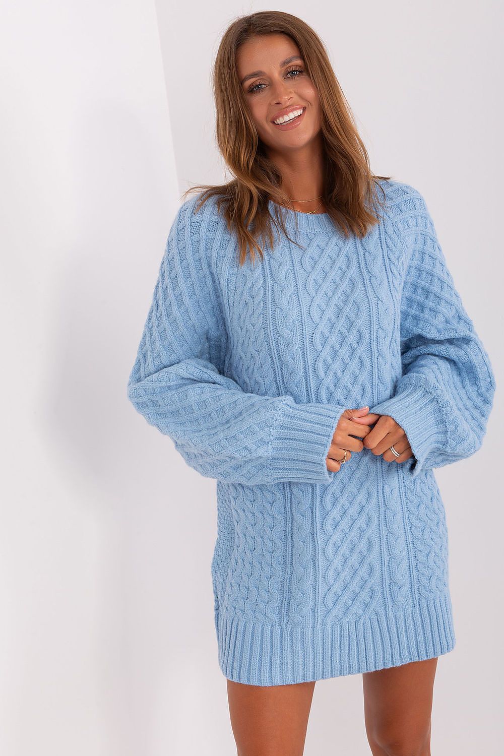 Acrylic Long Sweater with Variegated Texture - Michelle & Kenza Co.