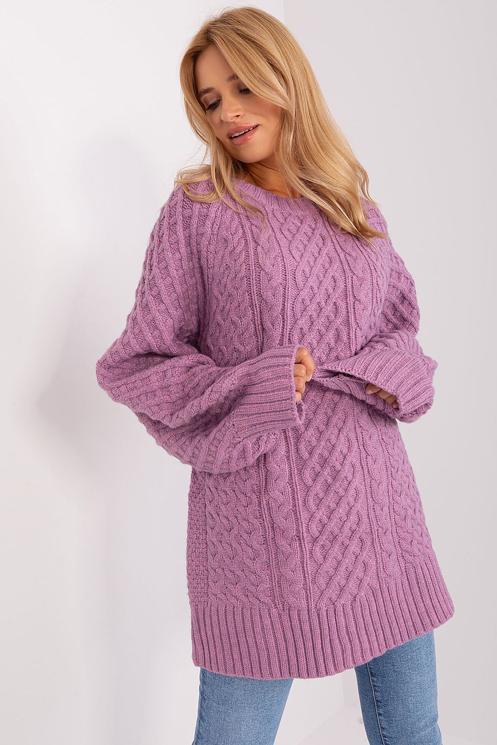 Acrylic Long Sweater with Variegated Texture - Michelle & Kenza Co.