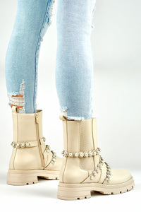 Elegant Pearl Embellished Ankle Boots