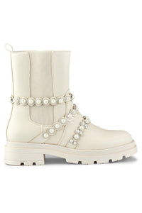 Elegant Pearl Embellished Ankle Boots