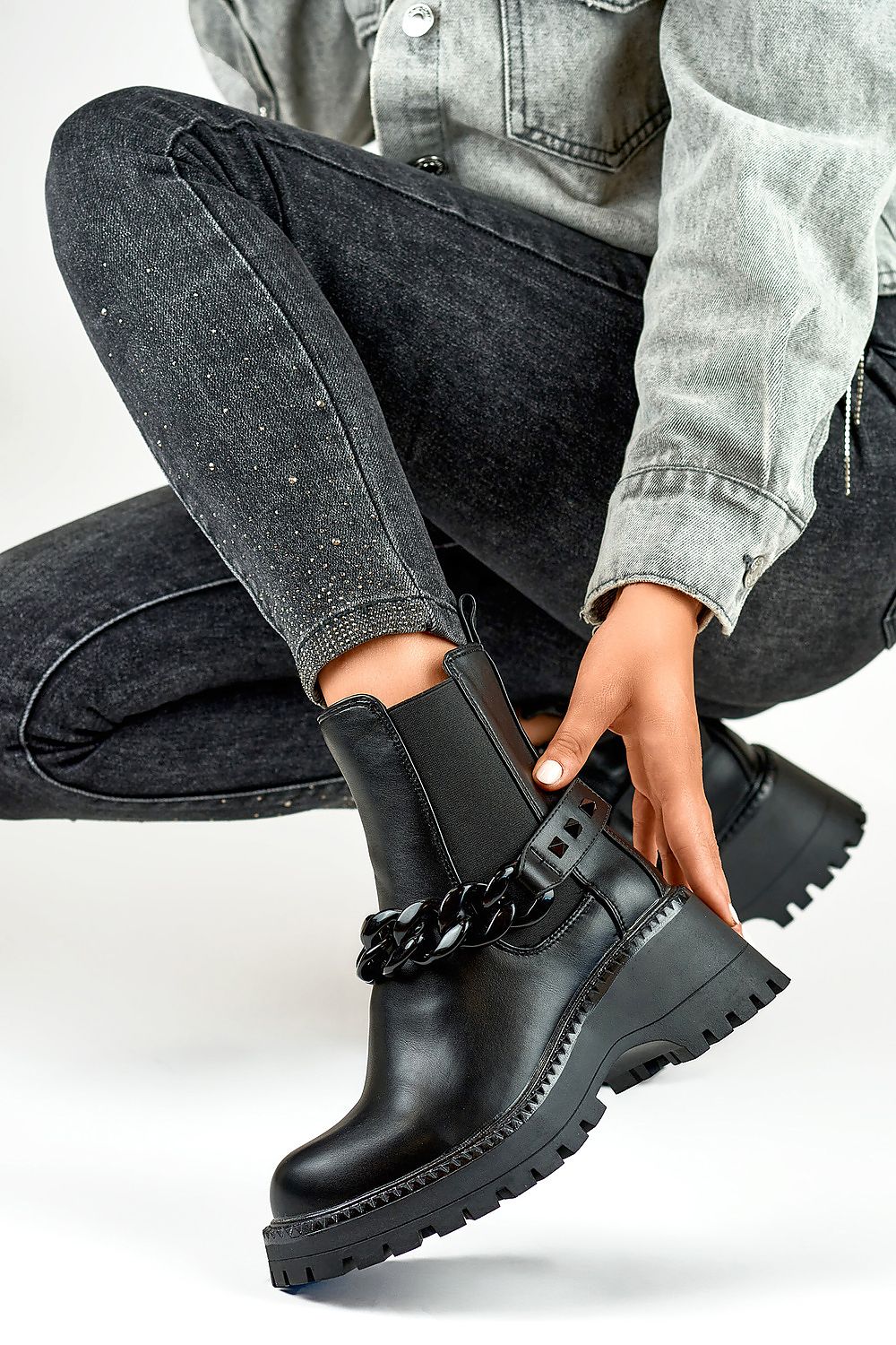 Eco Leather Platform Ankle Boots