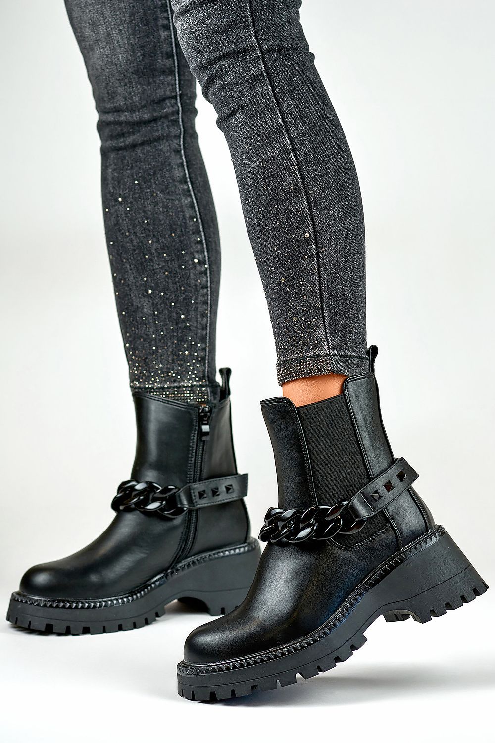 Eco Leather Platform Ankle Boots