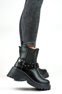 Eco Leather Platform Ankle Boots