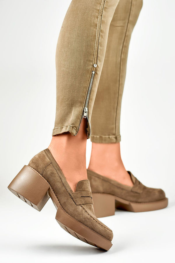 Elegant Suede Heeled Half-Shoes