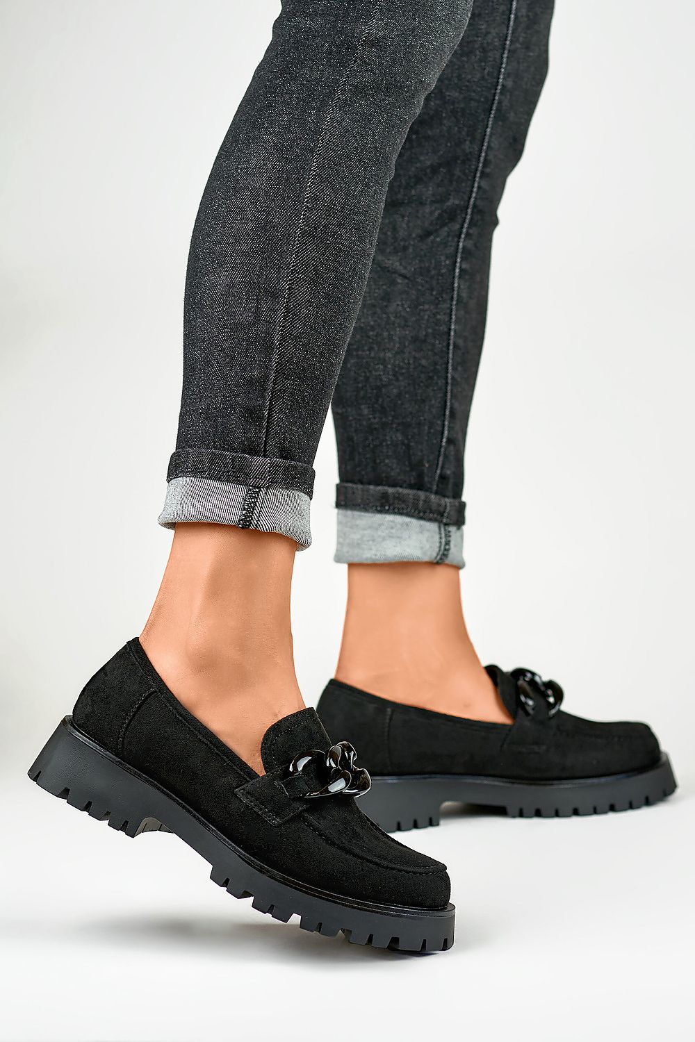 Stylish Chain-Embellished Platform Slip-Ons