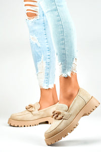 Stylish Chain-Embellished Platform Slip-Ons