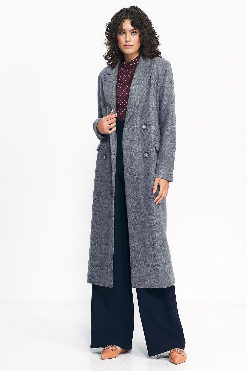 Oversized Coat with Double-Breasted Fastening - Michelle & Kenza Co.