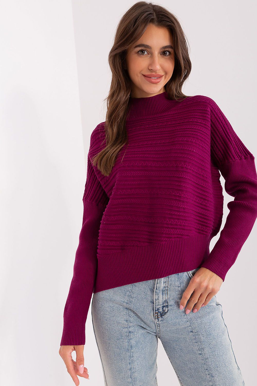 Acrylic Blend Jumper with Low Turtleneck - Michelle & Kenza Co.