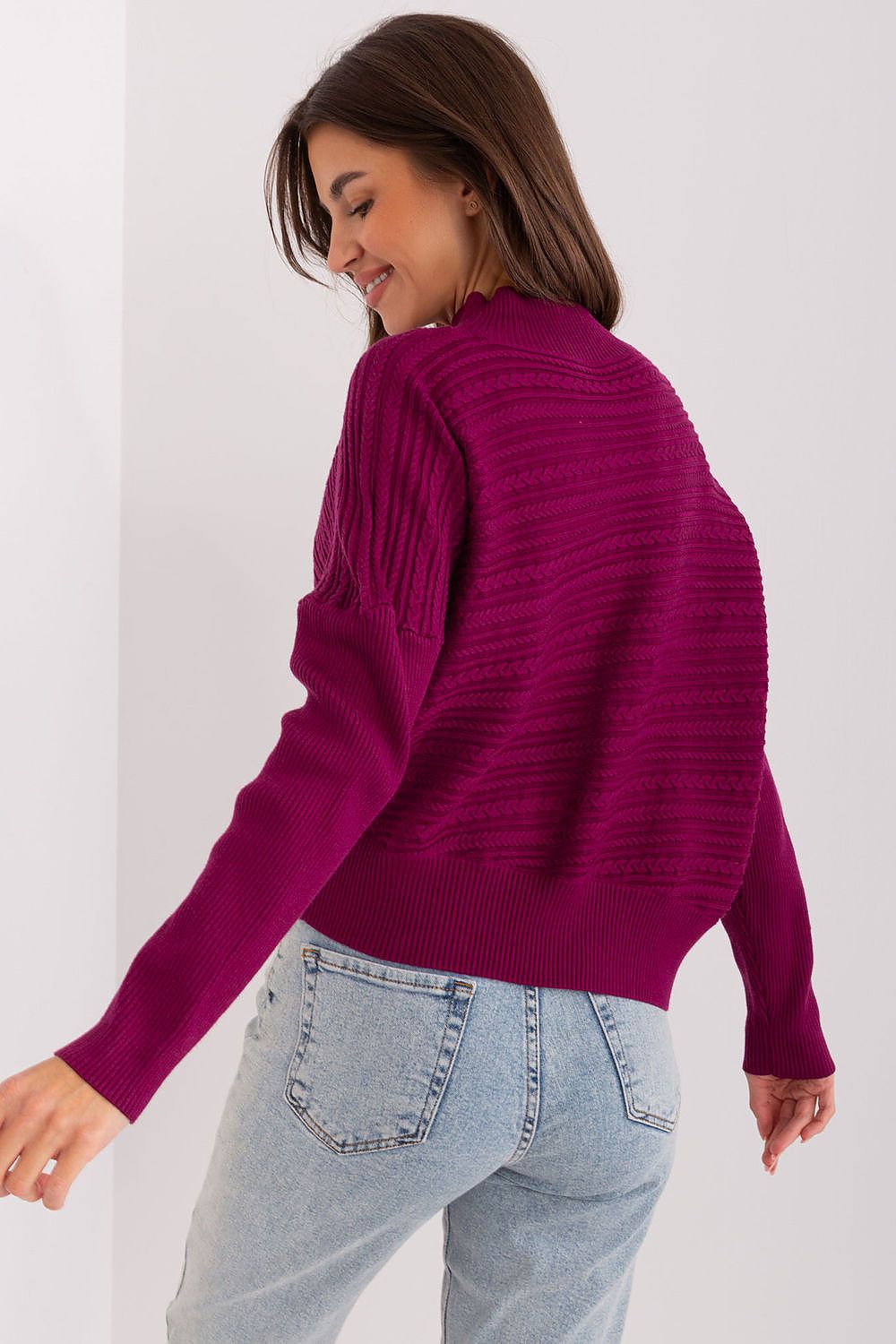 Acrylic Blend Jumper with Low Turtleneck - Michelle & Kenza Co.