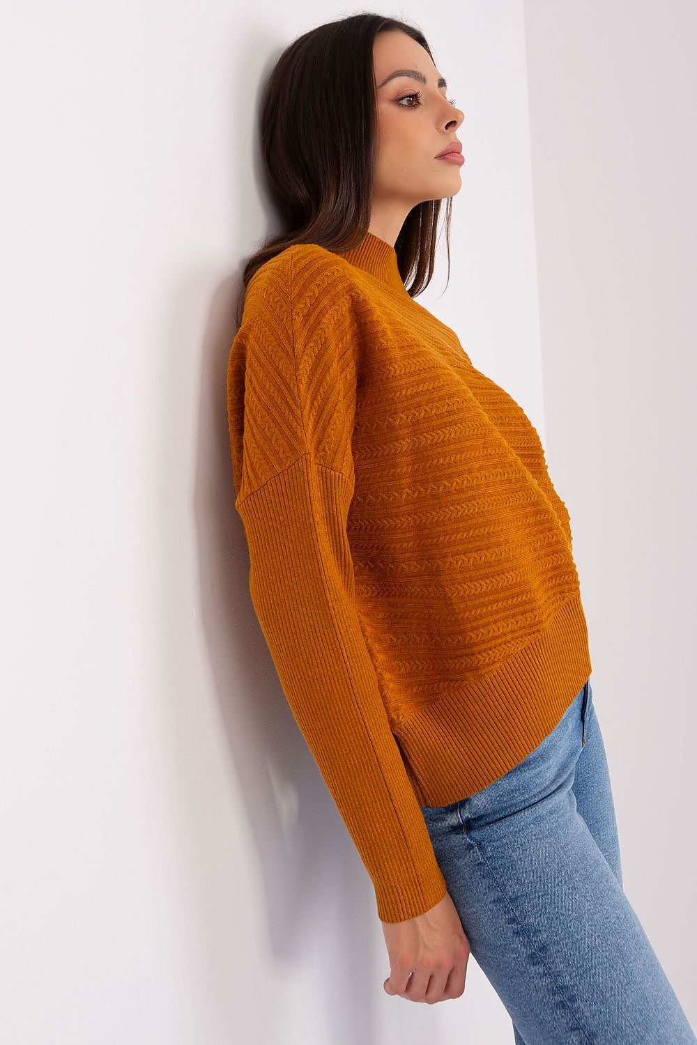 Acrylic Blend Jumper with Low Turtleneck - Michelle & Kenza Co.