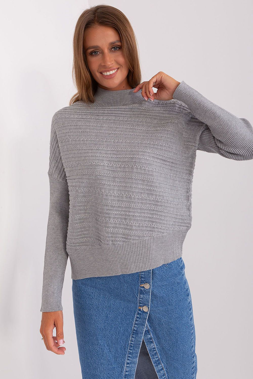 Acrylic Blend Jumper with Low Turtleneck - Michelle & Kenza Co.