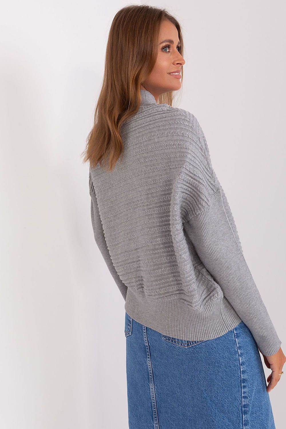 Acrylic Blend Jumper with Low Turtleneck - Michelle & Kenza Co.