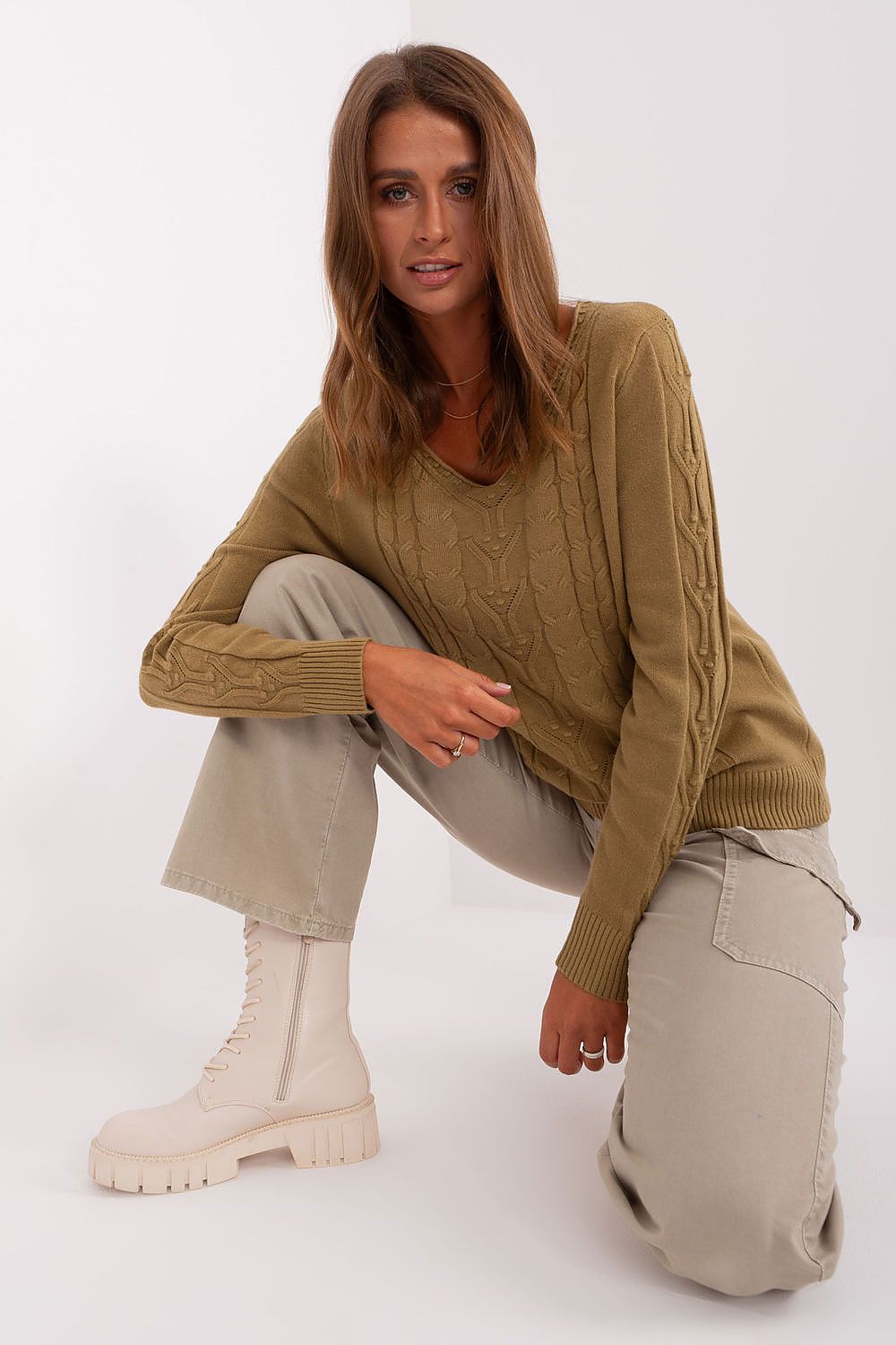 Cotton Sweater with Variegated Texture - Michelle & Kenza Co.