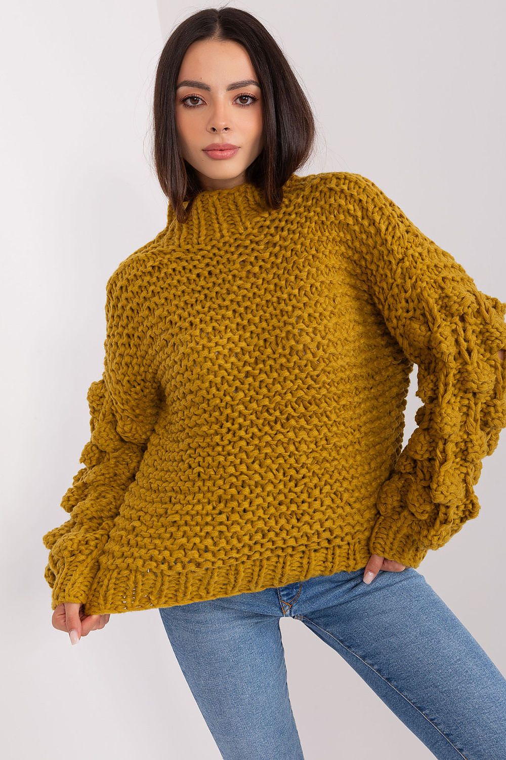 Thick Knit Jumper with Puffed Sleeves - Michelle & Kenza Co.