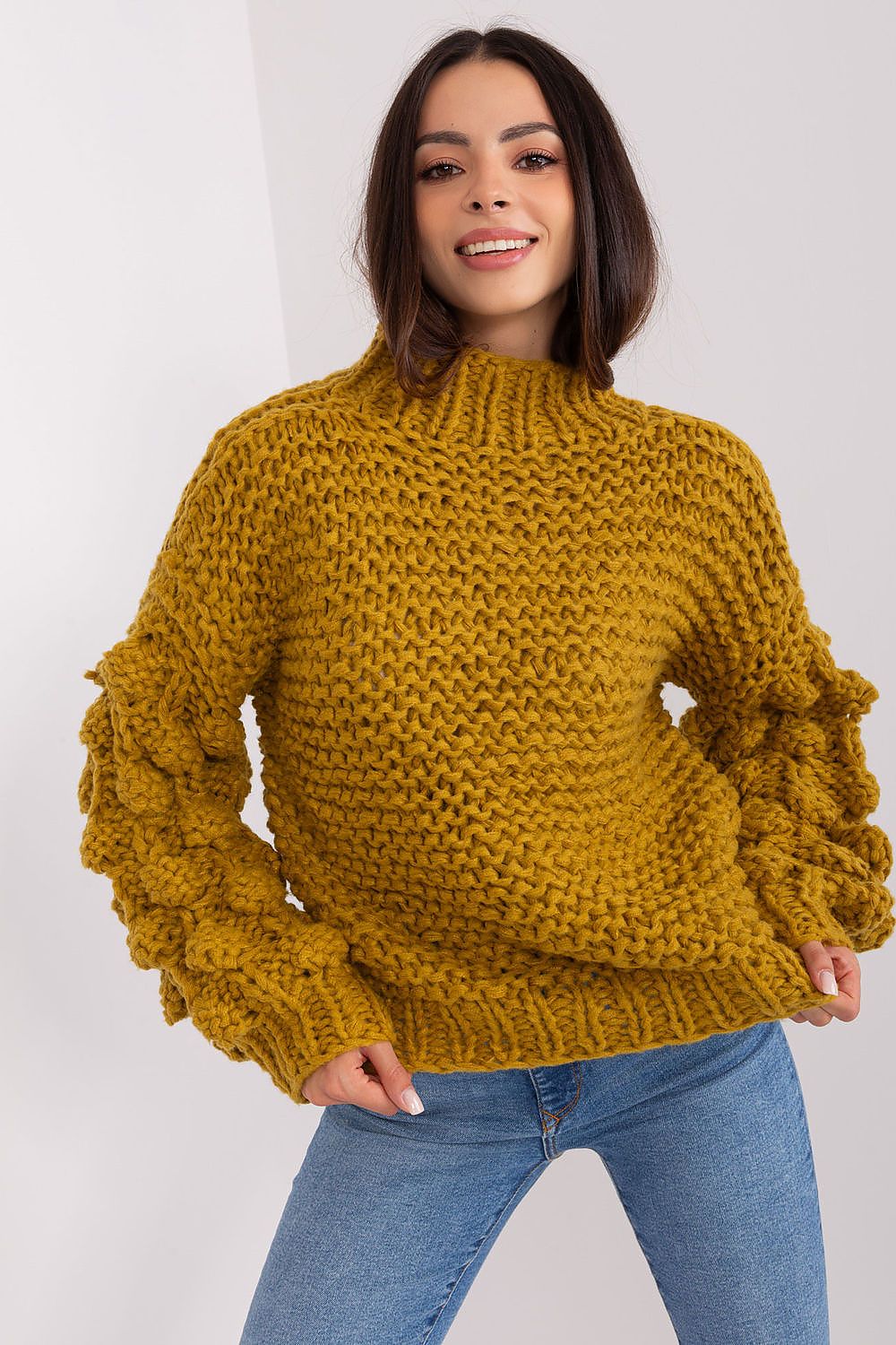 Thick Knit Jumper with Puffed Sleeves - Michelle & Kenza Co.