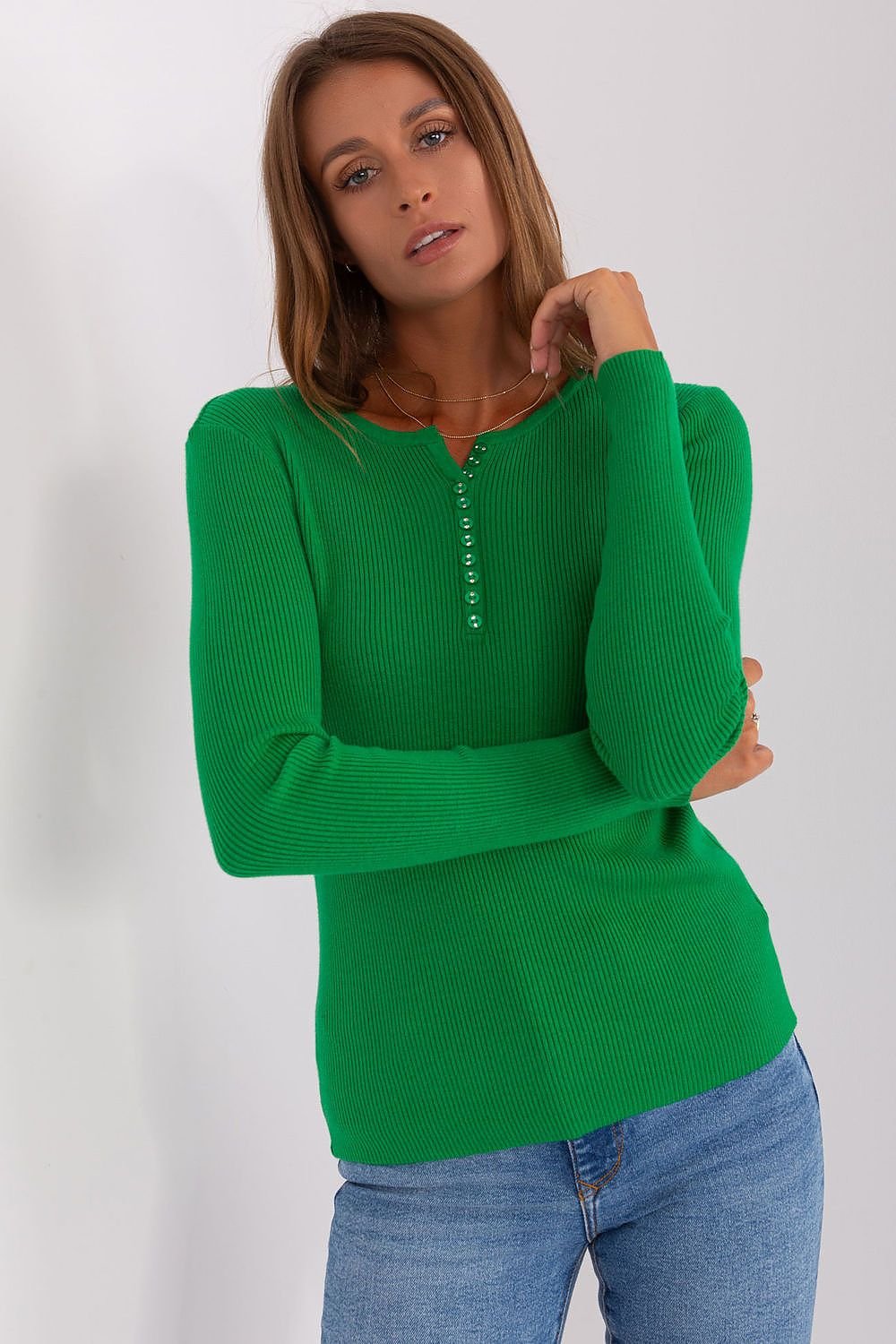 Ribbed V-Neck Jumper