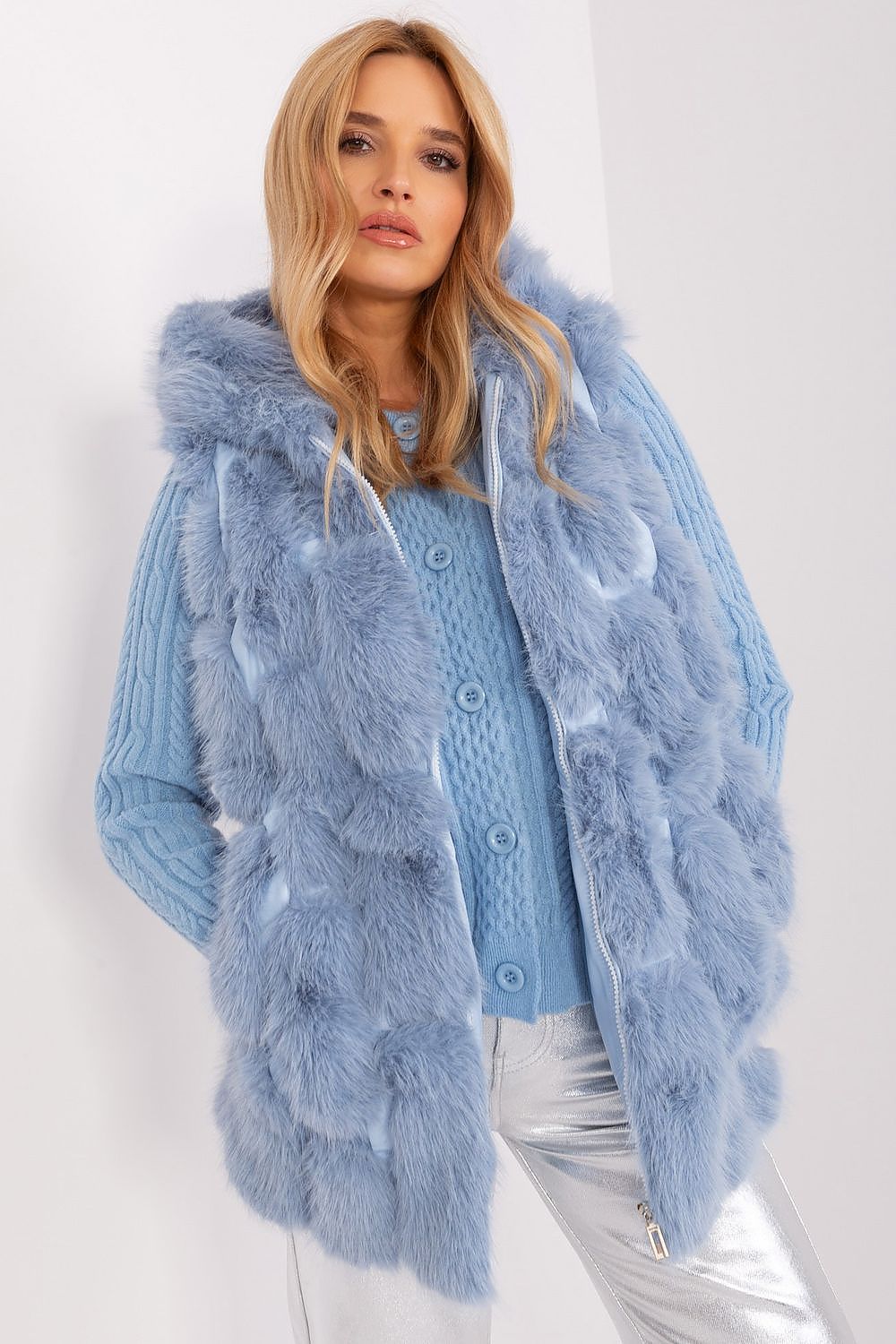 Faux Fur Gilet with Hood and Pockets - Michelle & Kenza Co.