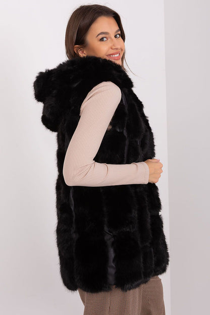 Faux Fur Gilet with Hood and Pockets - Michelle & Kenza Co.