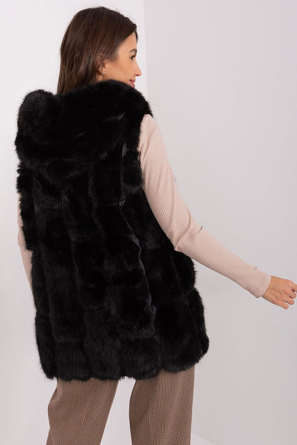 Faux Fur Gilet with Hood and Pockets - Michelle & Kenza Co.