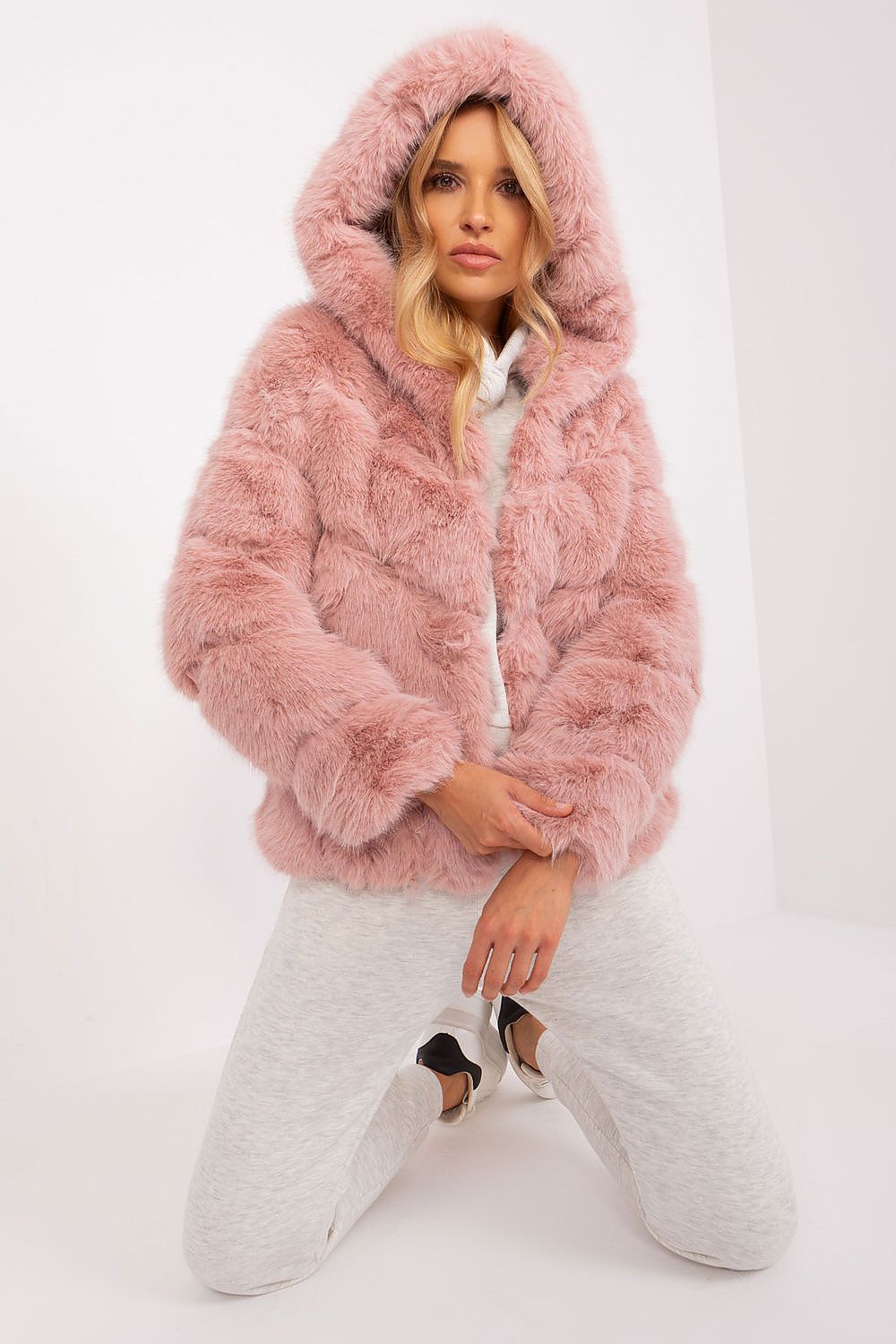 Fur Jacket with Hood and Pockets - Michelle & Kenza Co.