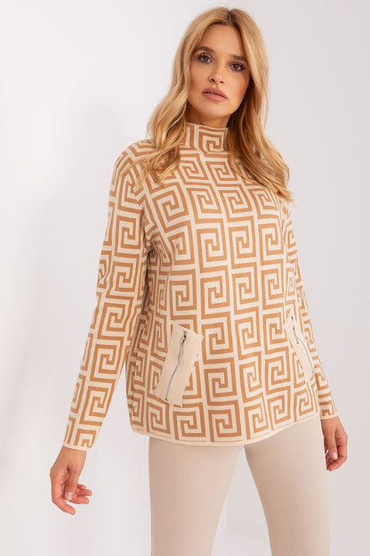 Viscose Jumper with Geometric Pattern - Michelle & Kenza Co.