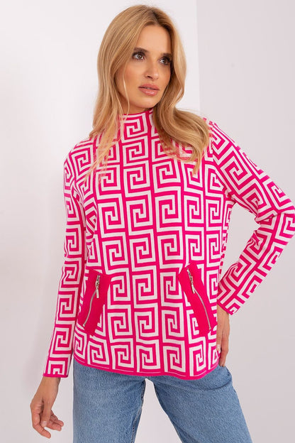 Viscose Jumper with Geometric Pattern - Michelle & Kenza Co.