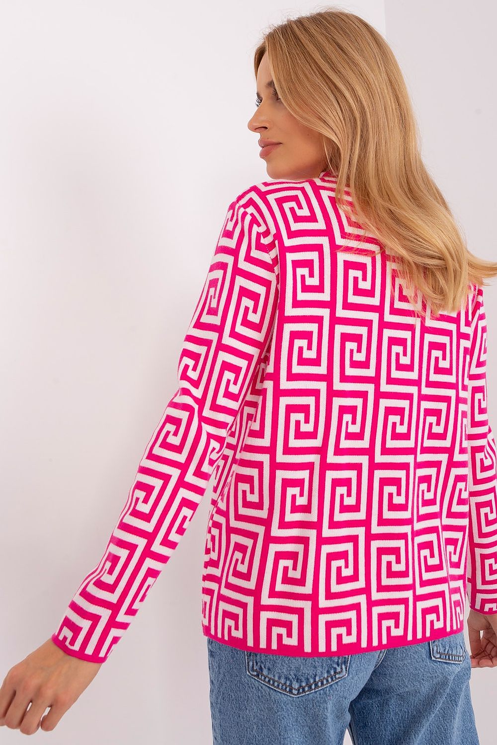 Viscose Jumper with Geometric Pattern - Michelle & Kenza Co.