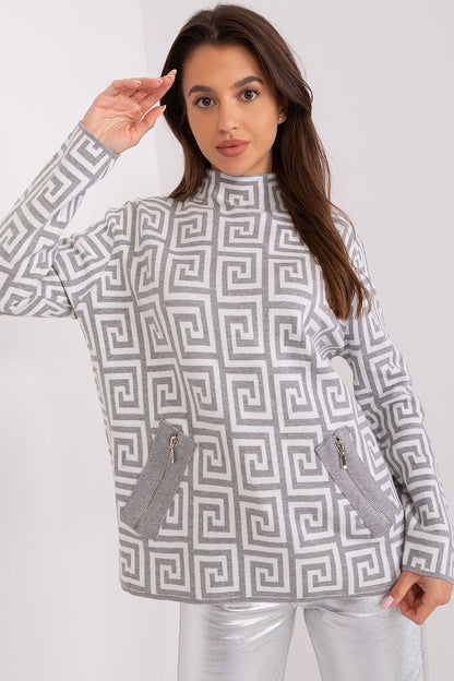 Viscose Jumper with Geometric Pattern - Michelle & Kenza Co.