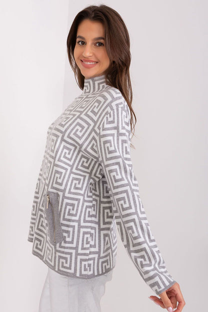 Viscose Jumper with Geometric Pattern - Michelle & Kenza Co.