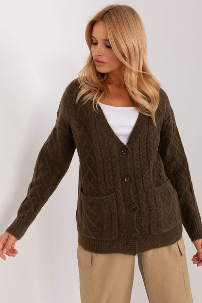 Acrylic Cardigan with V-Neckline and Button Details - Michelle & Kenza Co.