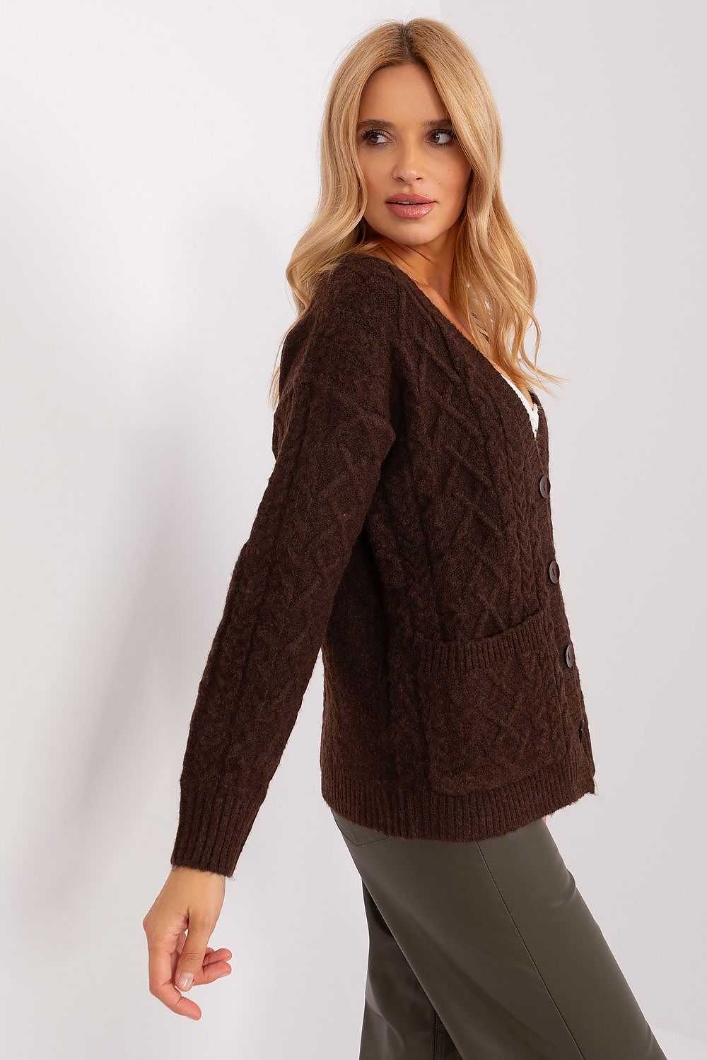 Acrylic Cardigan with V-Neckline and Button Details - Michelle & Kenza Co.