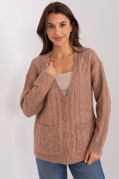 Acrylic Cardigan with V-Neckline and Button Details - Michelle & Kenza Co.